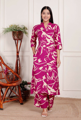 ABHIALSHA CREATION Women Embroidered, Printed Straight Kurta(Pink)