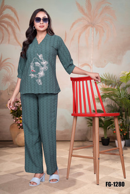 KRISHNAAPPARELS Women Ethnic Top Pyjama Set