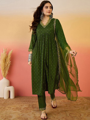 Sangria Solid Kurta, Trouser/Pant & Dupatta Set