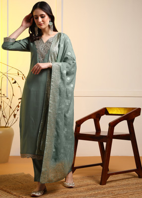 DSK Studio Embellished, Woven Kurta, Trouser/Pant & Dupatta Set