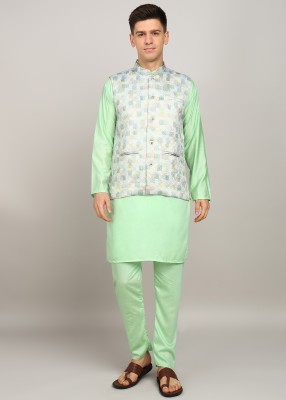 OORA Men Kurta Pyjama Ethnic Jacket Set