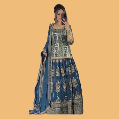 IYALAFAB Women Ethnic Top Skirt Dupatta Set