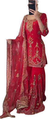 KAPANKU Women Kurta Pant Dupatta Set