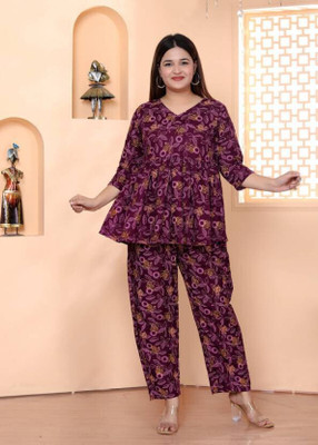 aashvi creations Women Ethnic Top Pant Set