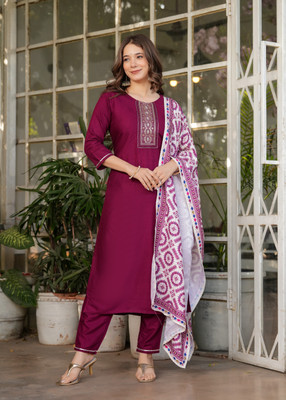 ZIBLON Embroidered Kurta, Trouser/Pant & Dupatta Set