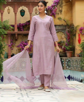 Janasya Women Kurta Pant Dupatta Set