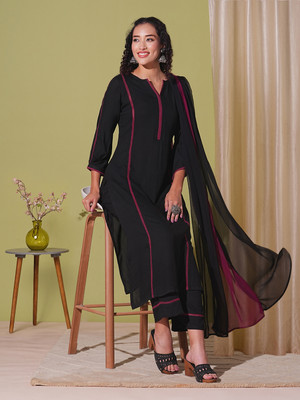 Tasrika Solid Kurta, Trouser/Pant & Dupatta Set