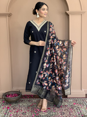 Dhruvil Impex Embroidered Kurta, Trouser/Pant & Dupatta Set