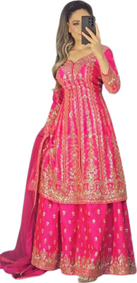 DHRISHUTEXTILE Women Ethnic Top Sharara Dupatta Set