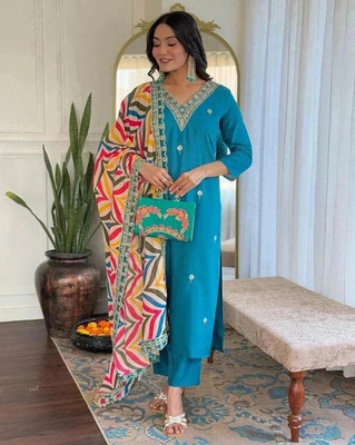 PILUDI HOUSE Women Kurti Pant Attached Dupatta Set