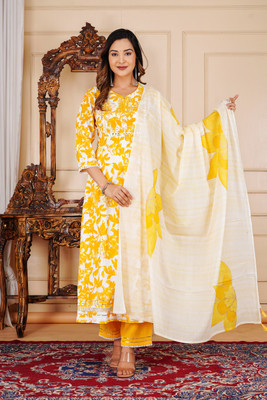 Sanganer Export Women Kurta Pant Dupatta Set