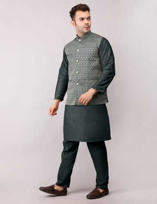 ADARNIYA Men Kurta Pyjama Ethnic Jacket Set