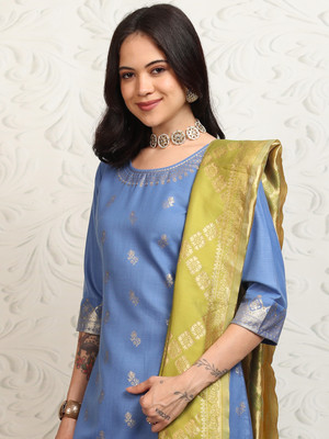 Vishudh Women Kurta Palazzo Attached Dupatta Set