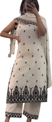 EMBOIRDERYFAB Women Ethnic Top Palazzo Dupatta Set