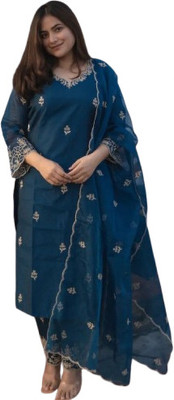 JAANIECOMMERCE Embroidered Anarkali Kurta, Bottom & Dupatta Set