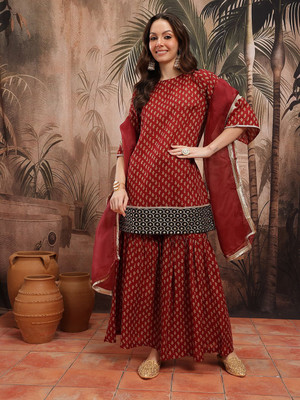 Sangria Women Kurti Sharara Attached Dupatta Set