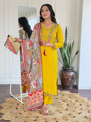 KHODAL ENTERPRISE Embroidered Kurta, Trouser/Pant & Dupatta Set