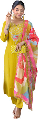 LOKITA WORLD Embroidered Kurta, Trouser/Pant & Dupatta Set