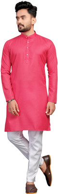 Vibhuti Men Solid Straight Kurta(Red)