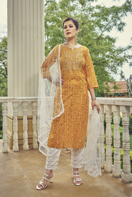 TRAHIMAM Women Kurti Pant Dupatta Set