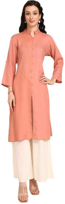 jankriti lifestyles Women Self Design Straight Kurta(Orange)