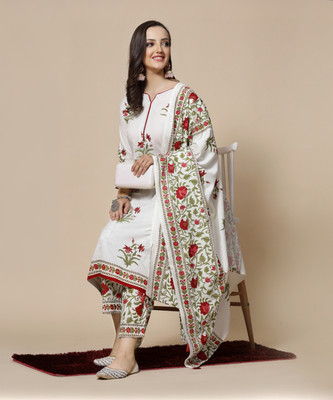 Jaipuri Bunaai Women Kurta Palazzo Dupatta Set