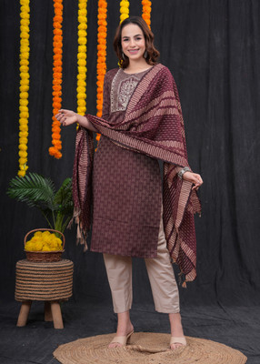 HOUSE OF COMMON Embroidered Kurta, Trouser/Pant & Dupatta Set
