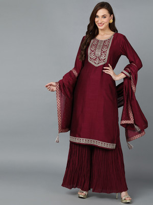 AHIKA Women Kurta Sharara Dupatta Set