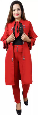 Oliaz Women Ethnic Top Pant Ethnic Jacket Set