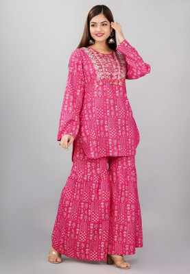 TUHINZIFAB Women Kurti Sharara Set