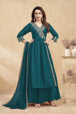 P Three Pluse Women Kurta Sharara Dupatta Set