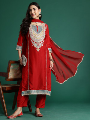 Indo Era Women Kurta Pant Dupatta Set
