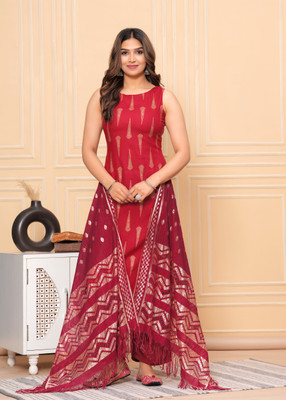 Lamba Creations Printed Kurta, Trouser/Pant & Dupatta Set