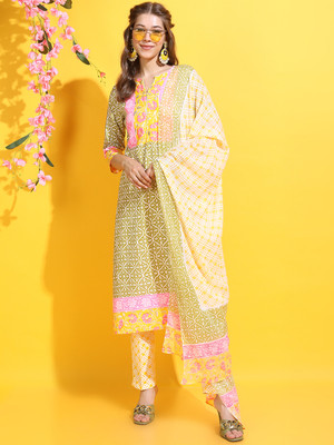 Vishudh Women Kurta Palazzo Attached Dupatta Set