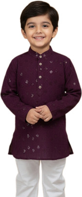 Taggori Baby Boys Festive & Party, Wedding Kurta and Pyjama Set(Purple Pack of 1)