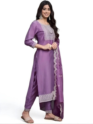 ethtvica Women Kurti Pant Dupatta Set