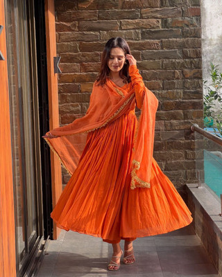 Anni Designer Solid Kurta, Palazzo & Dupatta Set