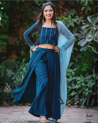 SFKT Women Crop Top Palazzo Set