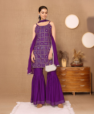 HERE&NOW Women Kurta Sharara Dupatta Set