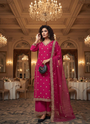 Cartyshop Women Kurta Palazzo Dupatta Set