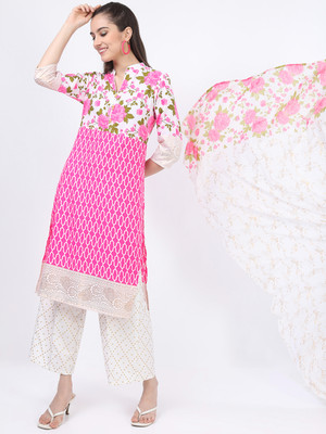 Vishudh Women Kurta Palazzo Attached Dupatta Set