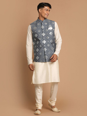 VASTRAMAY Men Kurta Pyjama Ethnic Jacket Set