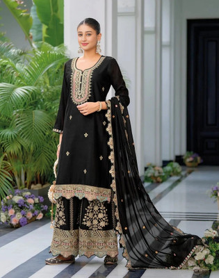 Cartyshop Women Kurta Palazzo Dupatta Set