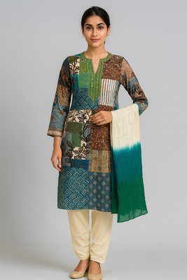 OSWAL ARTS Women Kurti Churidar Dupatta Set