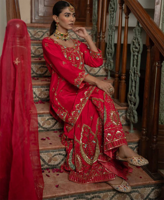 TEELFAB Women Ethnic Top Churidar Dupatta Set