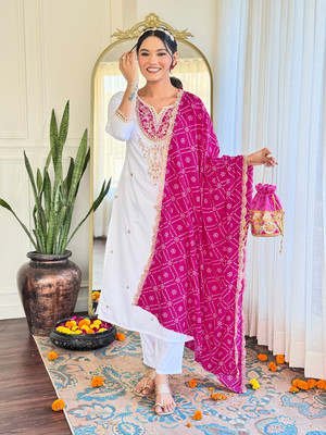 KYADA FAB Embroidered Kurta, Trouser/Pant & Dupatta Set