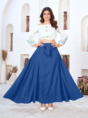 okf Women Crop Top Skirt Set