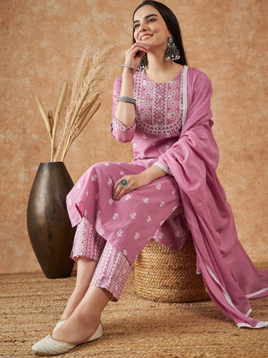 Lakasadapapel Printed Kurta, Trouser/Pant & Dupatta Set