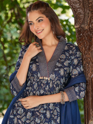 Janasya Women Kurta Pant Dupatta Set
