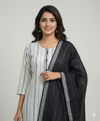 OZIQ Self Design Kurta, Trouser/Pant & Dupatta Set